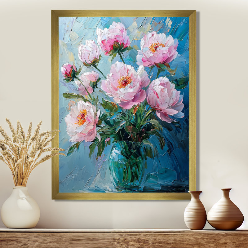 Isaac - art mural floral, H 20 po x l 12 po, Reproduction encadrée sans passe-partout, Doré