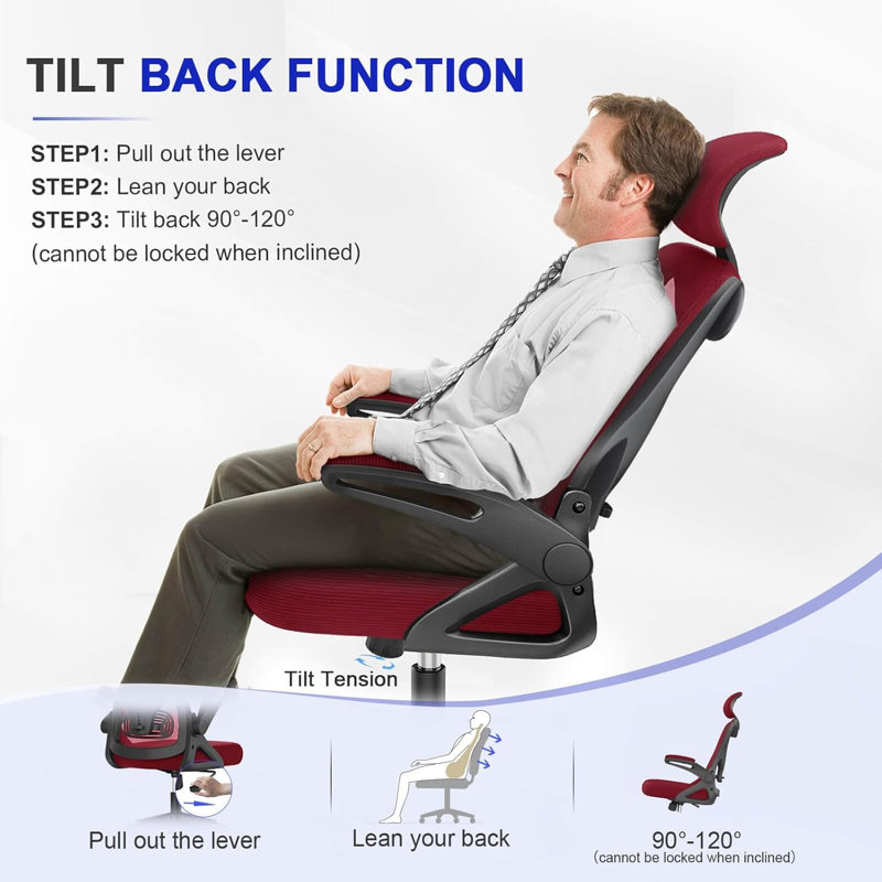 Ergonomic Office Chair, Computer Chair, Mesh Chair, Red
