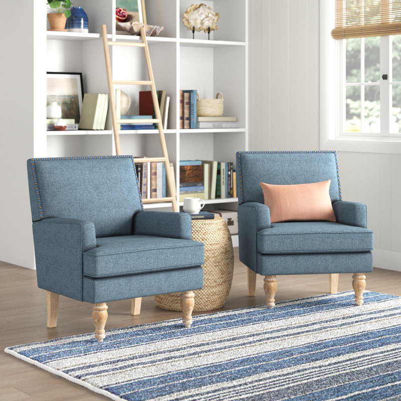 Broughton 26" Wide Polyester Armchair, Blue Polyester Blend