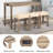 4 Piece Bar Table Set with Power Outlet,Bar Table Set with Chairs,Sofa Bar Table with Stools,Behind Couch Table with 3 Padded Stools,for Living Room,Dining room-1405751746