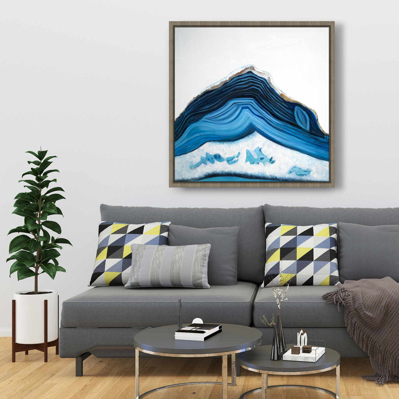 Blue Geode Profile - Classic Blue Framed Canvas