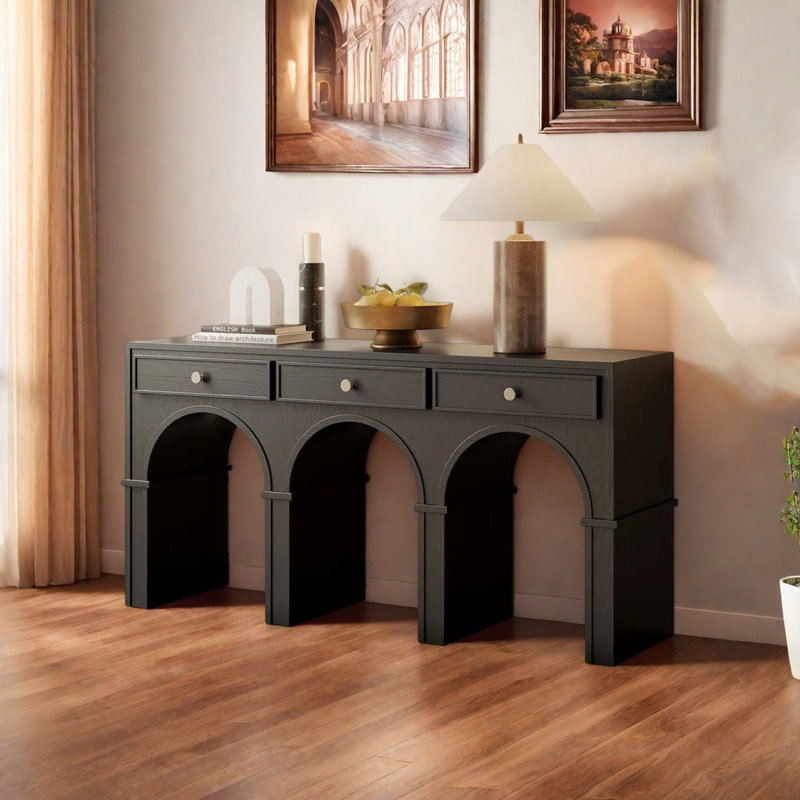 Retro Multifunctional Practical Console Table, Black