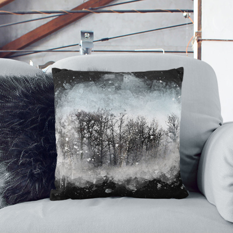 An Island of Trees Paint Splash Cushion with Filling, 40cm H x 40cm W x 15cm D