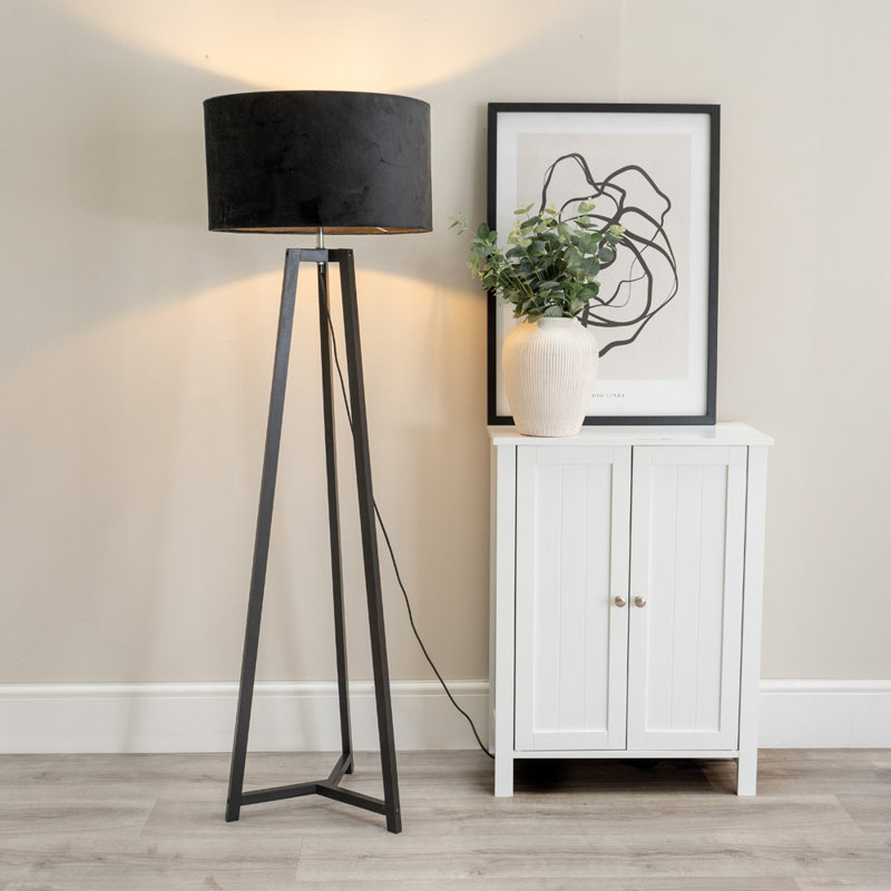 Rhavyn 148cm Traditional Floor Lamp, Matte Black, Black