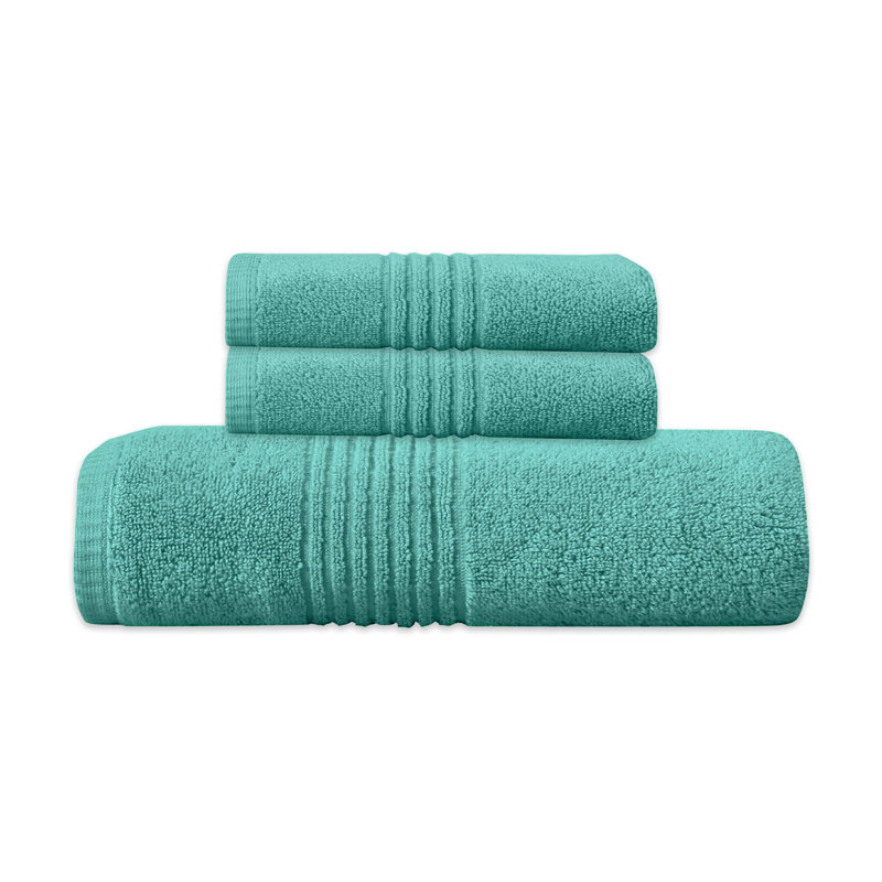 Ensemble de serviettes de bain 100% coton 100% coton Zel Twist Hazel de Home Weavers, 16 po x 24 po (2), 27 po x 54 po (1) (1 ensemble de bain, 2 serviettes de toilette), turquoise