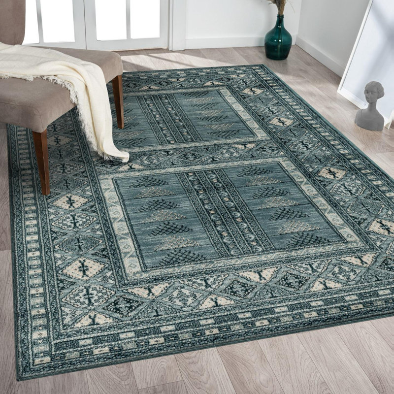 Tapis à motif géométrique Southwestern, Rectangle 7 pi 11 po x 10 pi 1 po