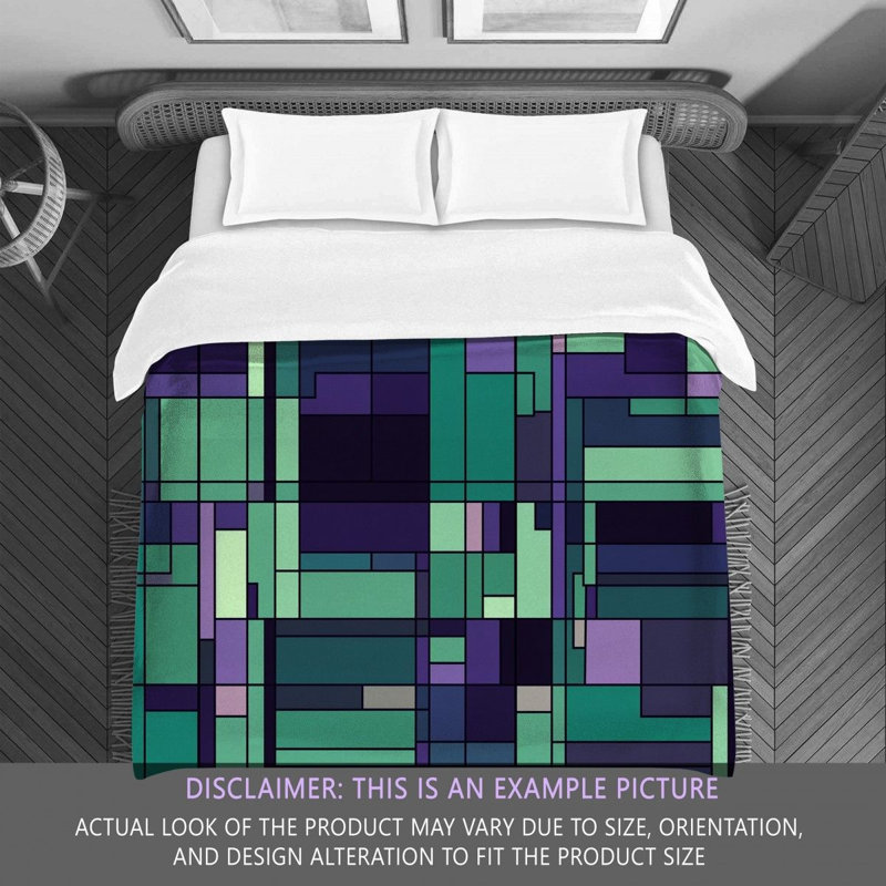 Checkered Duvet Cover, Queen Comforter, Green/Purple