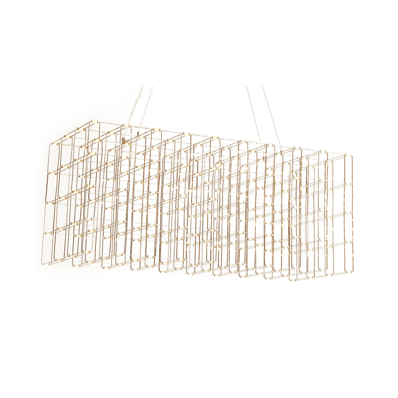 Light Unique Rectangle LED Chandelier, Gold, 112