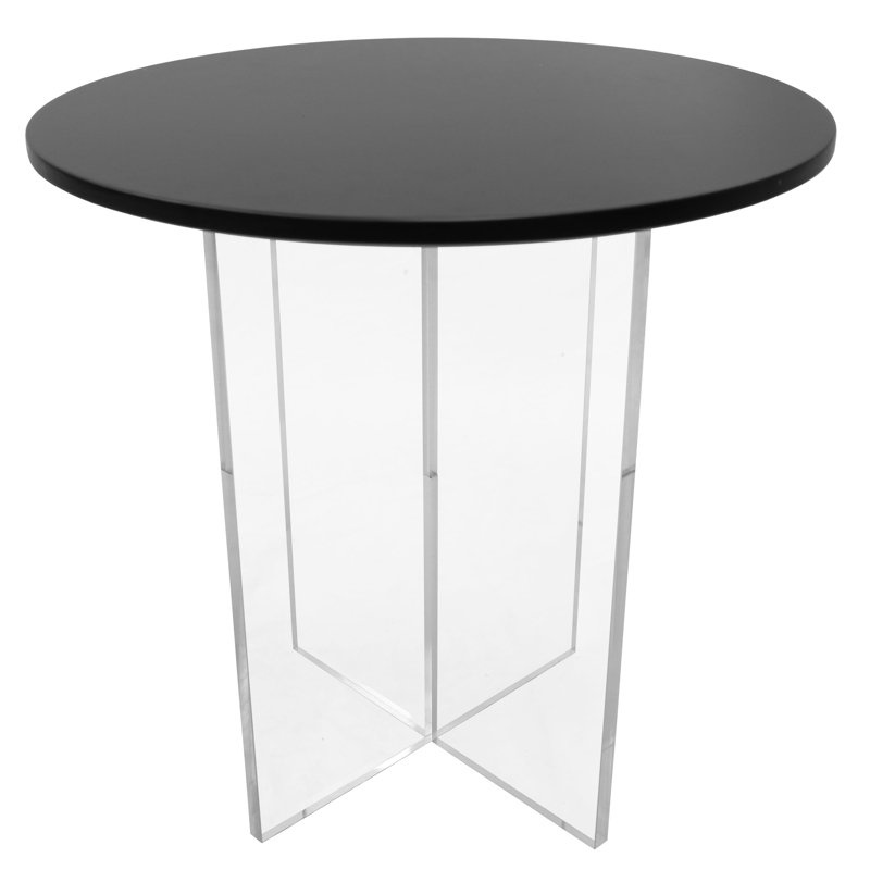 Table basse ronde en bois aggloméré Ballyclug, Noir, H 19,6 po x L 19,6 po x l 19,6 po