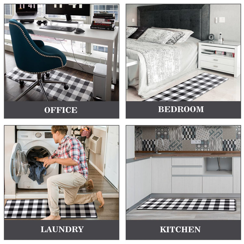 Tapis de cuisine antidérapant Polett, Noir