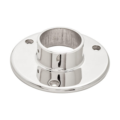 4-1/16" Dia. X 1-1/2" H Polished Stainless Steel Floor Flange For 2-Inch Bar Rail