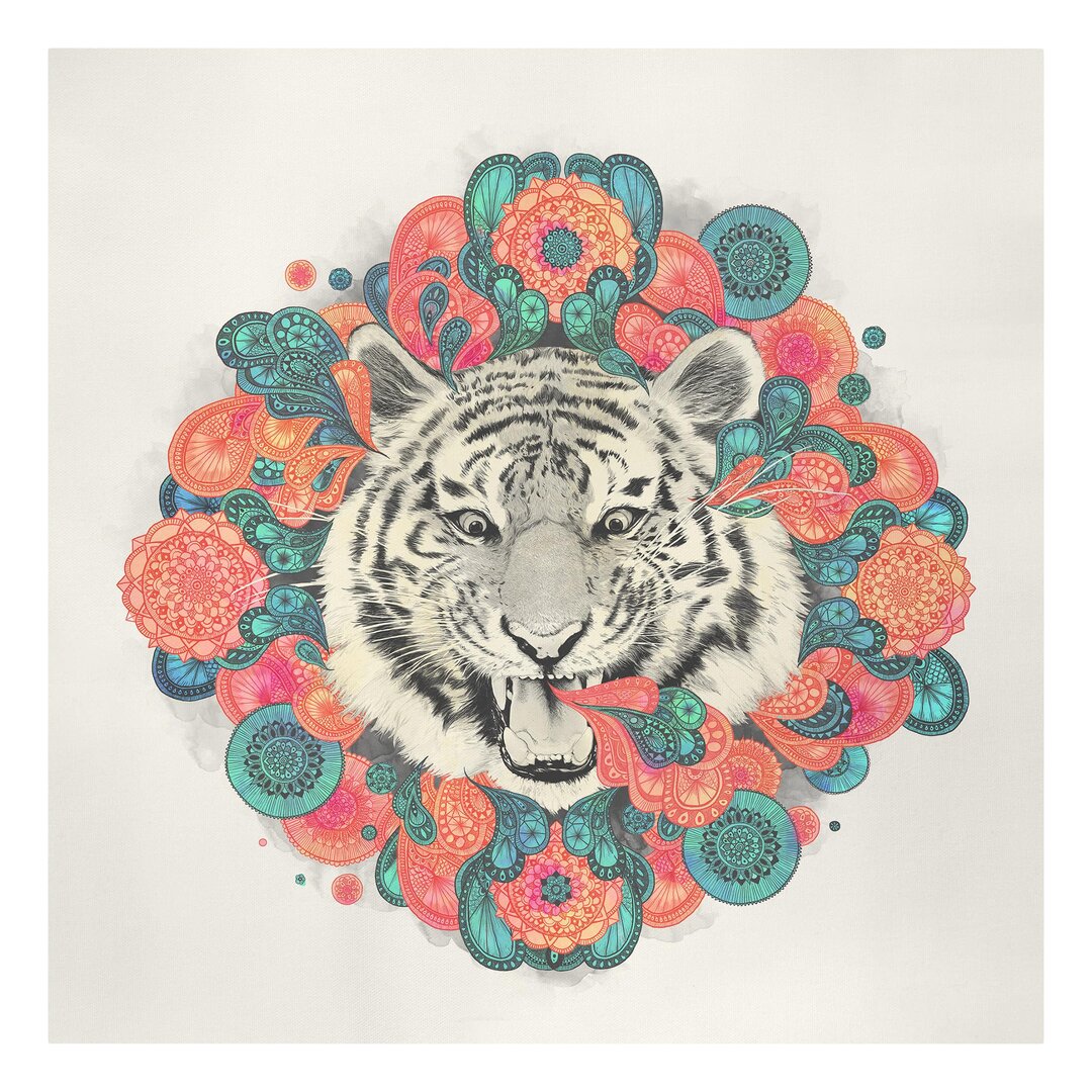 Leinwandbild Illustration Tiger Zeichnung Mandala Paisley