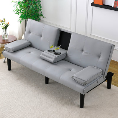 Faux Leather Sofa Bed With Adjustable Backrest