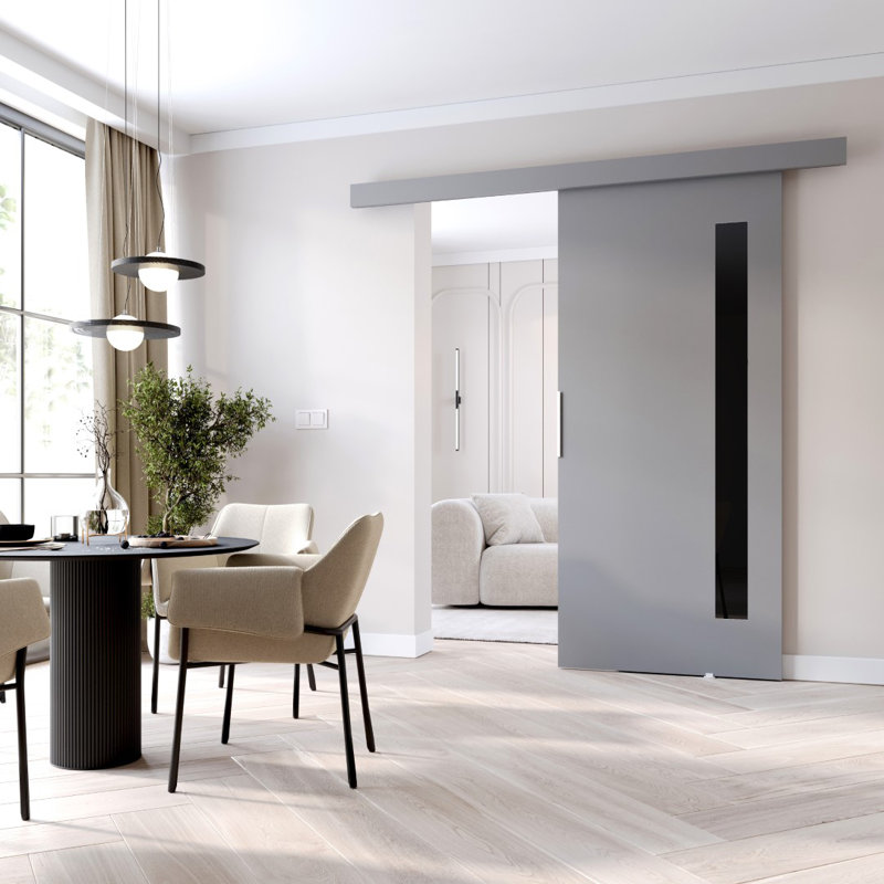 Calliope Veneers Sliding Doors, Grey, 205cm H x 106cm W x 1.6cm D
