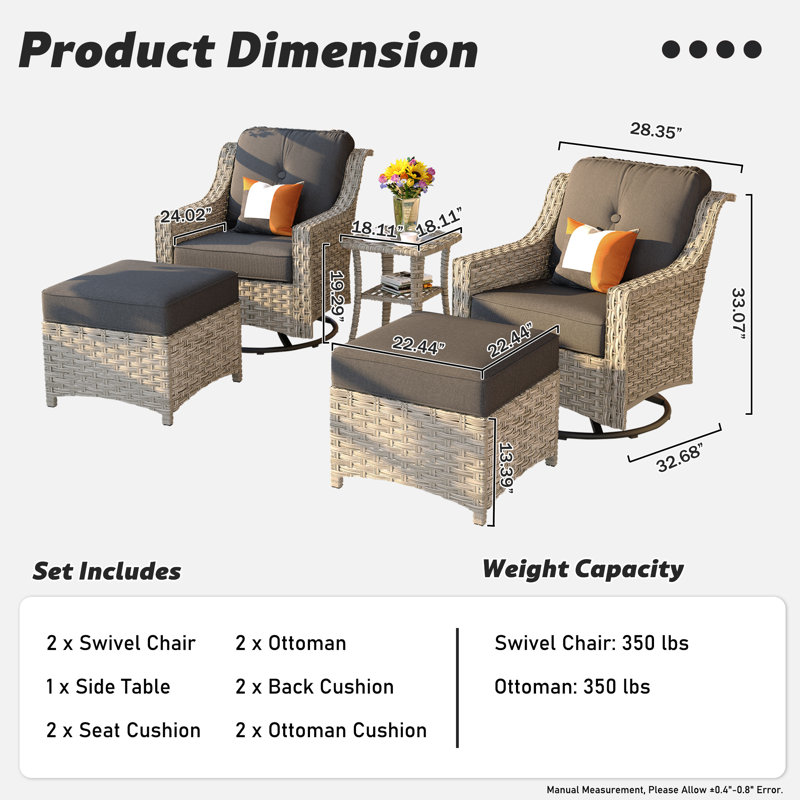 Daliya Wicker 4 - Person Patio Conversation Set with Cushions, Black