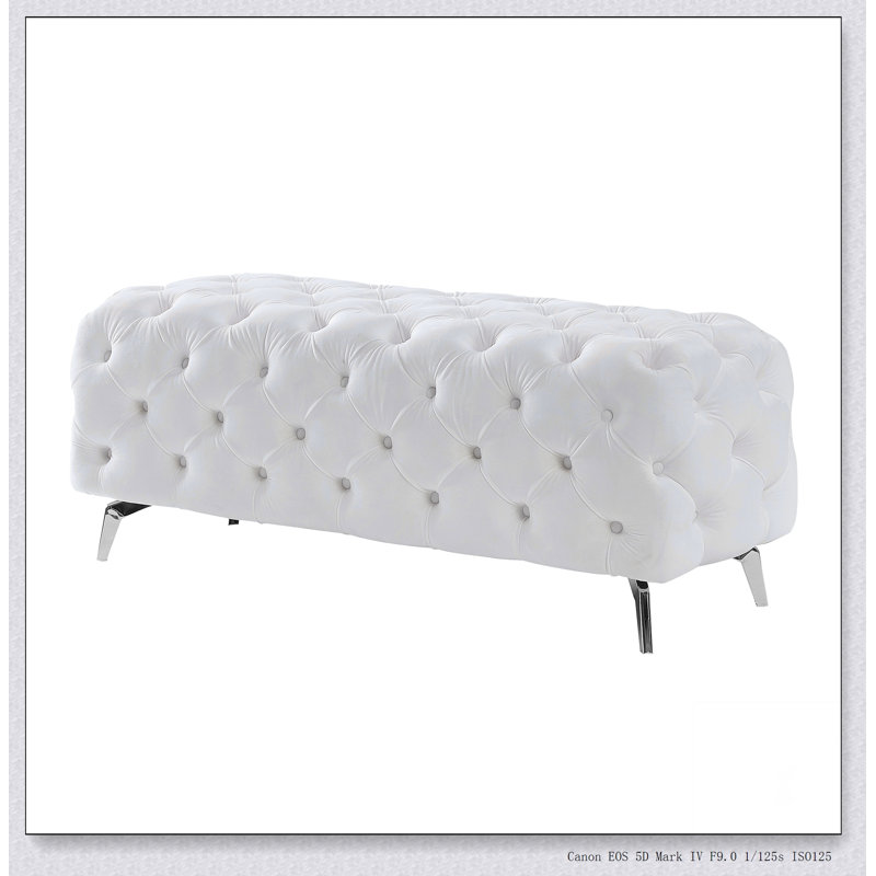 Banc avec repose-pieds capitonné, repose-pieds en velours
