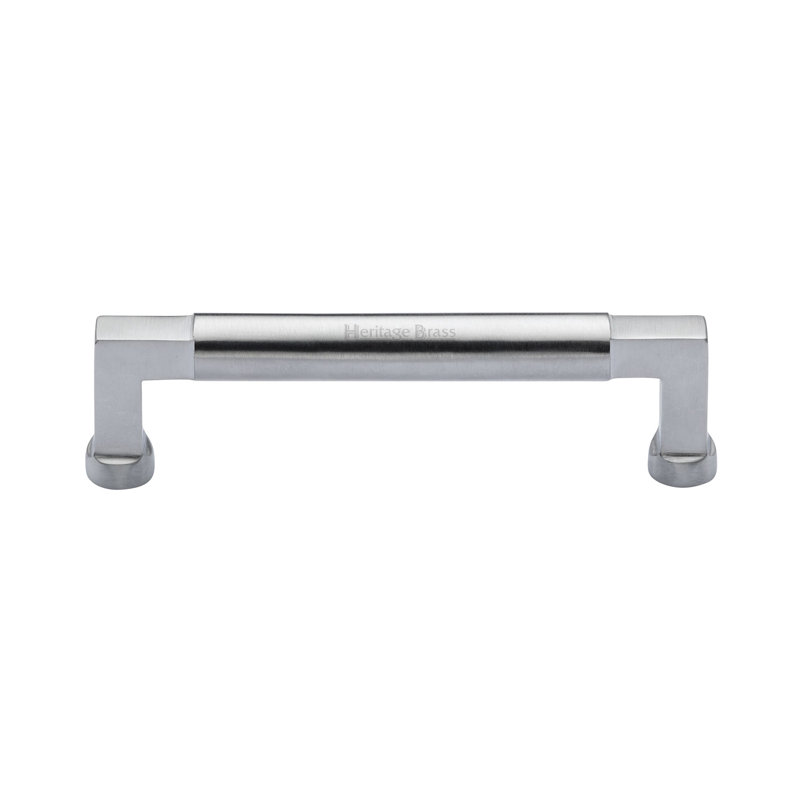 Heritage Brass Heritage Cabinet Pull Bauhaus Design, 12.8cm H x 16cm W x 14.4cm D, Satin Chrome