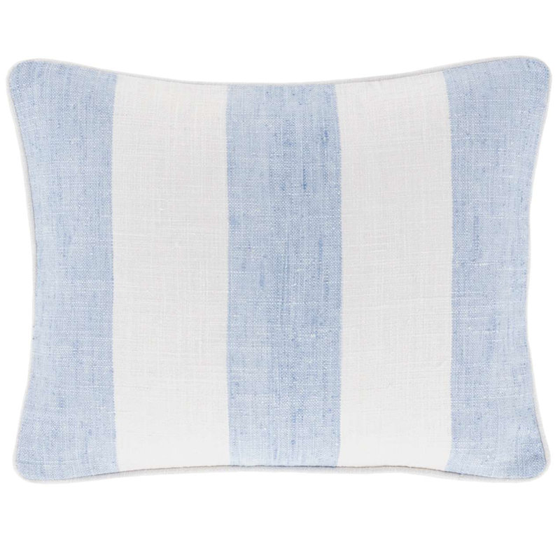 Awning Striped Outdoor Reversible Pillow Cover, Blue