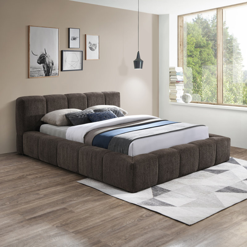 Lit en tissu Carille Chenille, King, Brown Chenille Fabric