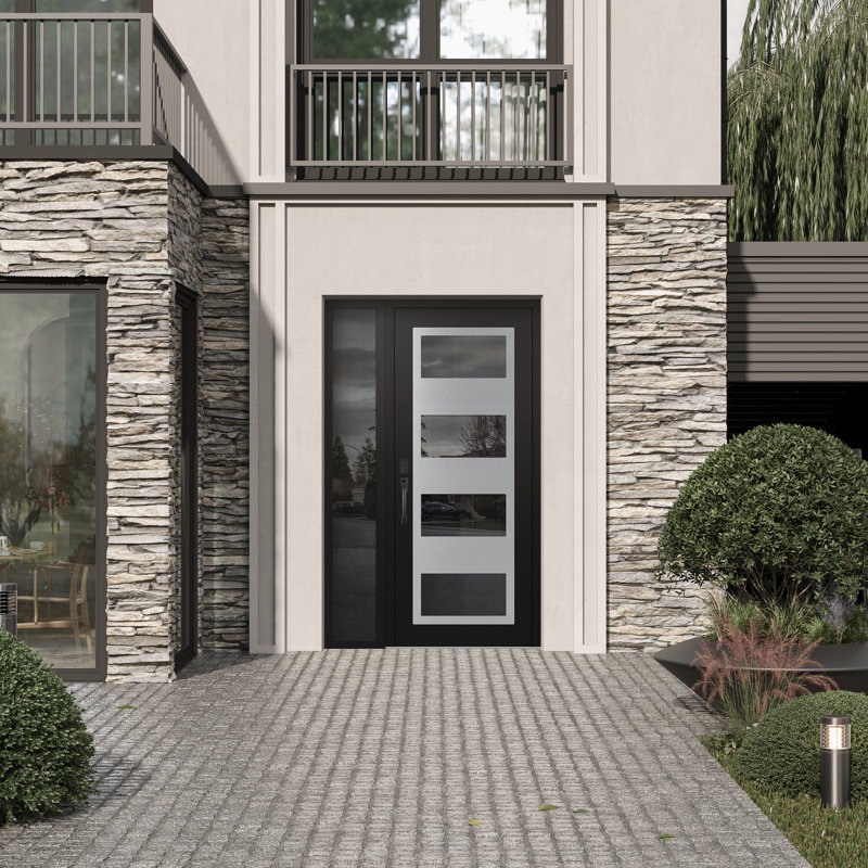 Porte d'entrée avant pré-montée Sidelite, L 53,25 po x H 81,69 po, Oui, Miroitant
