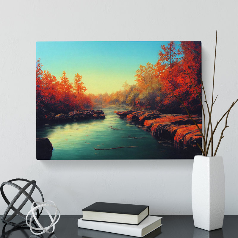 Autumn Forest River - Wrapped Canvas, 35cm H x 50cm W x 3cm D