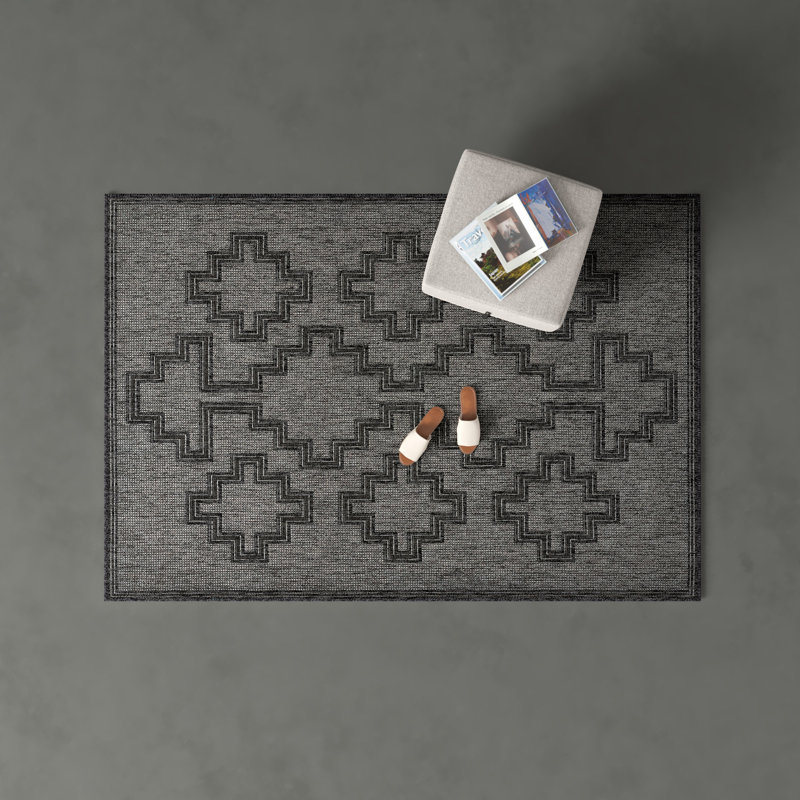 Ava Blue Rectangular Indoor/Outdoor Rug 6'6" x 9'