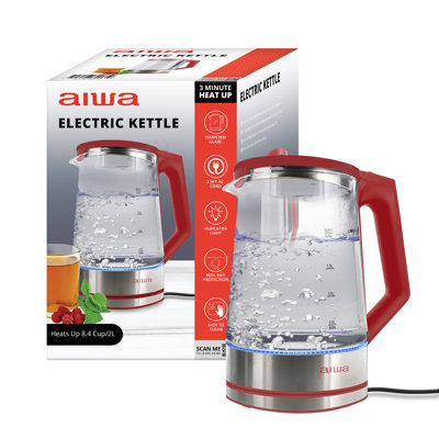 2 Liter Electric Water Kettle, 8.4 Cups Fast Hot Water Boiler, Glass Tea Kettle
