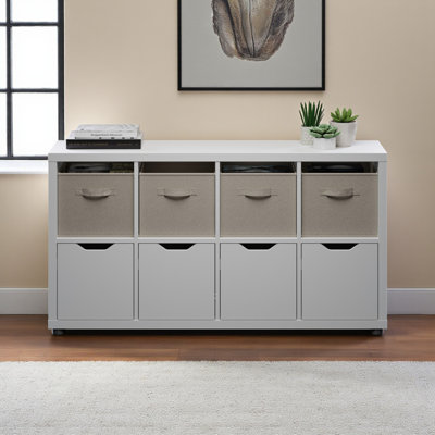 Ickes 5-piece 2x4 storage cabinet set in white and beige