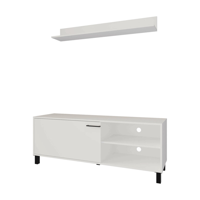 Meuble télé blanc avec rangement ouvert