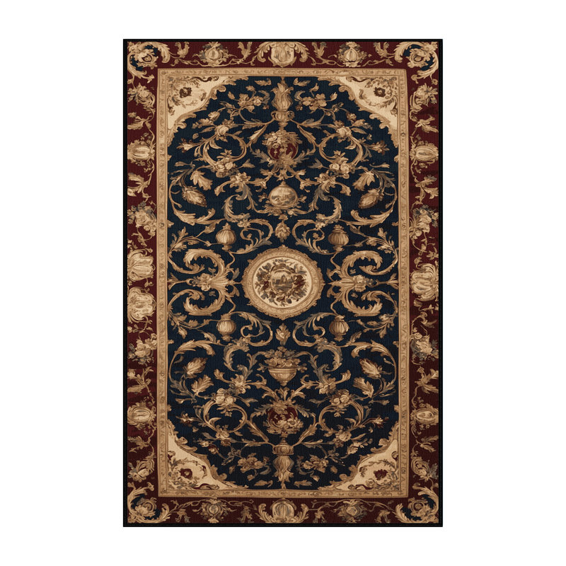 Tapis noir français lavable à la machine, Rectangulaire 8 pi x 12 pi