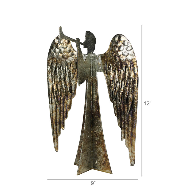 Angel, Aluminum - Med, 12" H x 6" W x 9" D