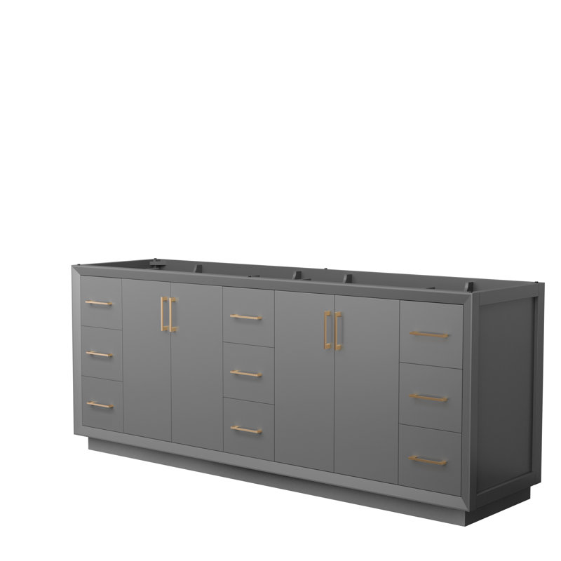 Base de meuble-lavabo double 83,25 po Strada seulement, Gris foncé / brun