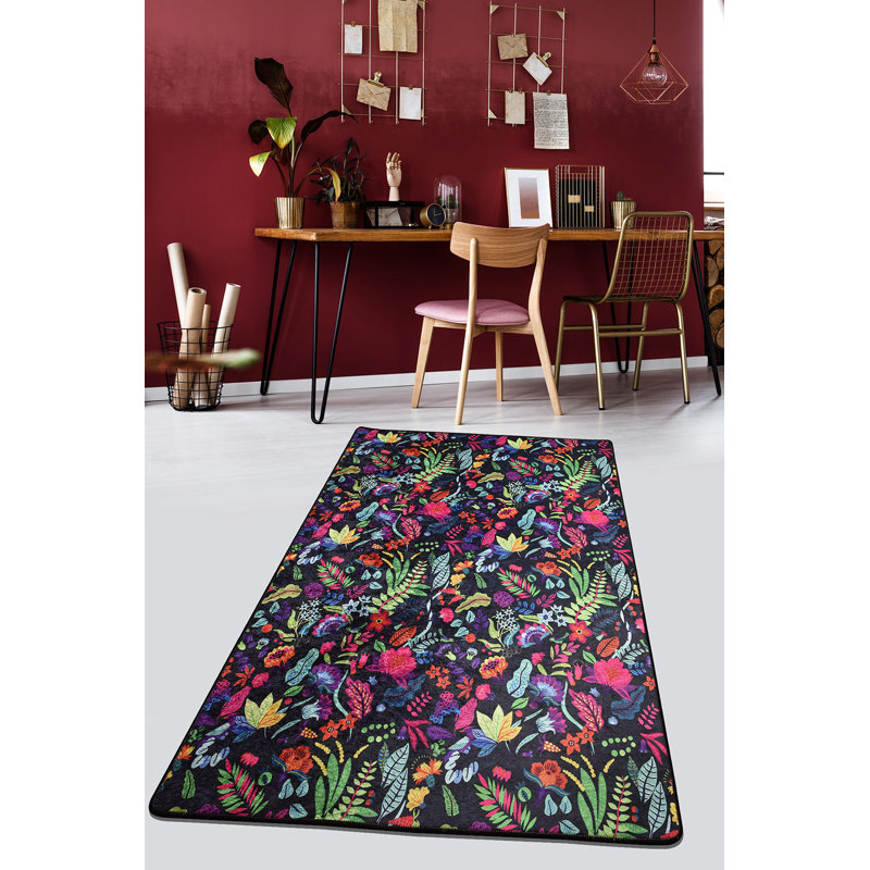 Runulf Tufted Green/Black/Pink Rug, Rectangle 160 x 230cm