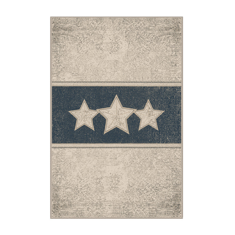 Soft Plush Eslinger July 4Th Modern & Contemporary Abstract Area Rug in Beige – Beige Binding, 5x8