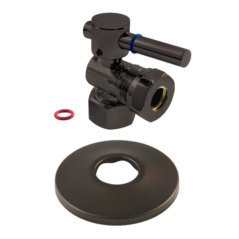 Valve d’arrêt d’angle en quart de tour à joint coulissant avec collerette, Bronze huilé