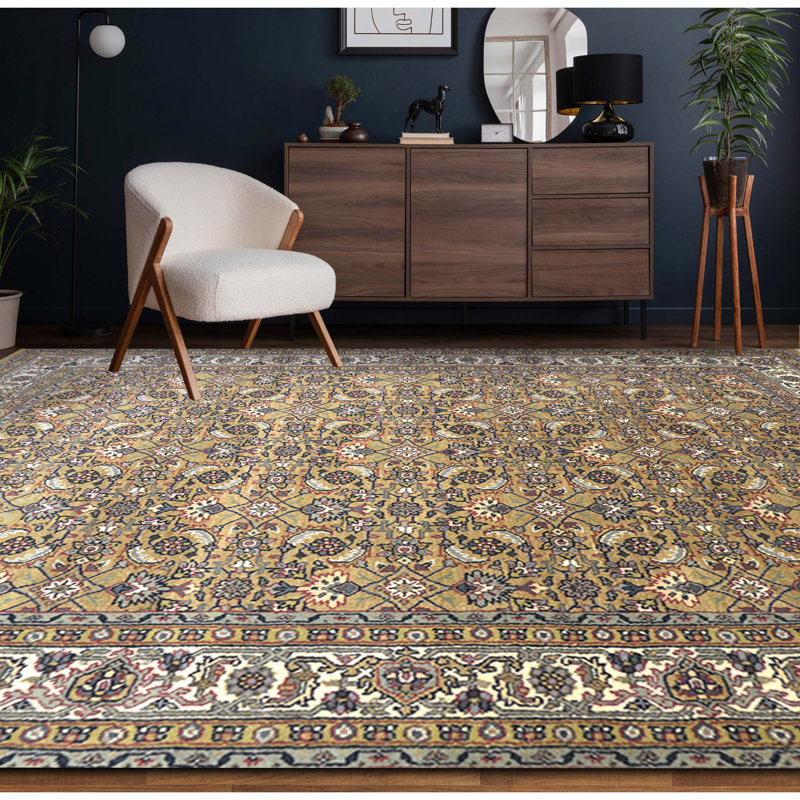 Wool Floral Area Rug, Rectangle 5' X 7'