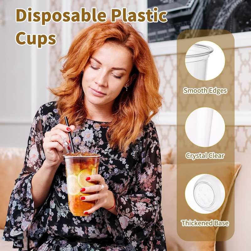 100 Pcs 18oz Clear Plastic Cups