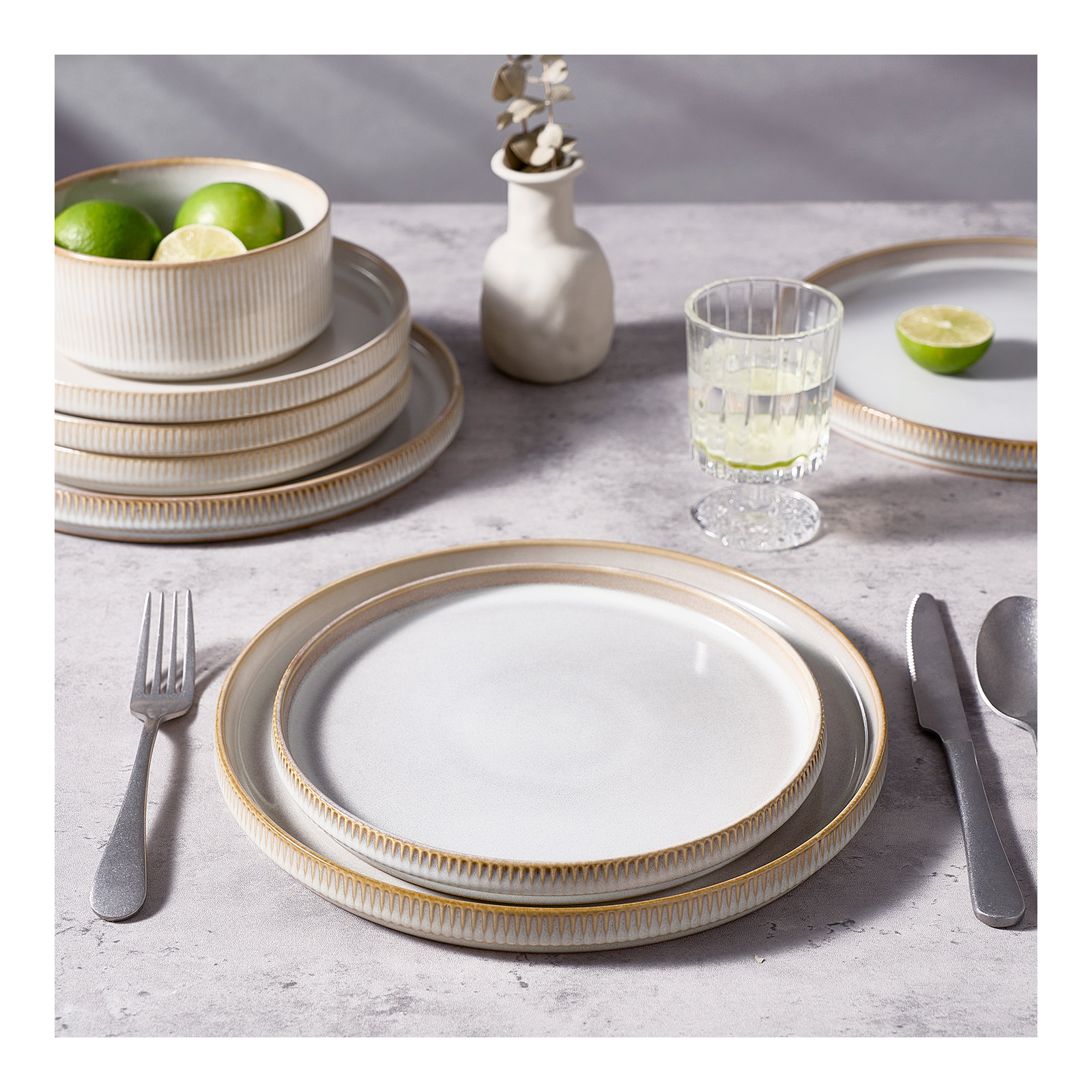 Joss & Main 10" Stoneware Dinner Plate, Cappuccino White