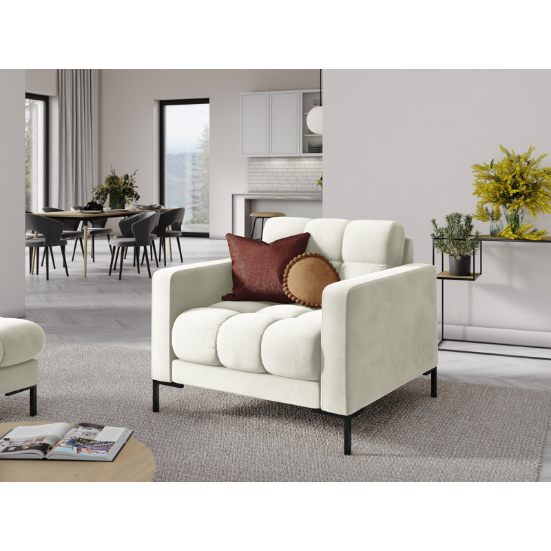 Adoraim Upholstered Armchair, Black, Light Beige