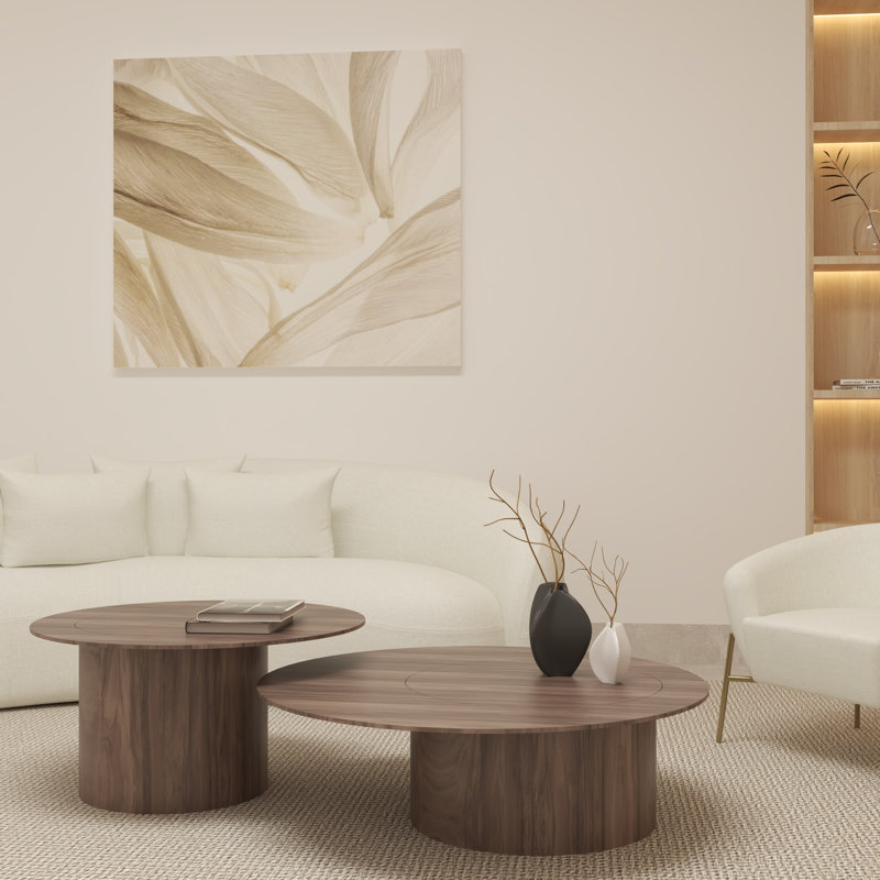 Cilíndrica Round Coffee Table, 11.81" H x 39.37" L x 39.37" W, American Walnut