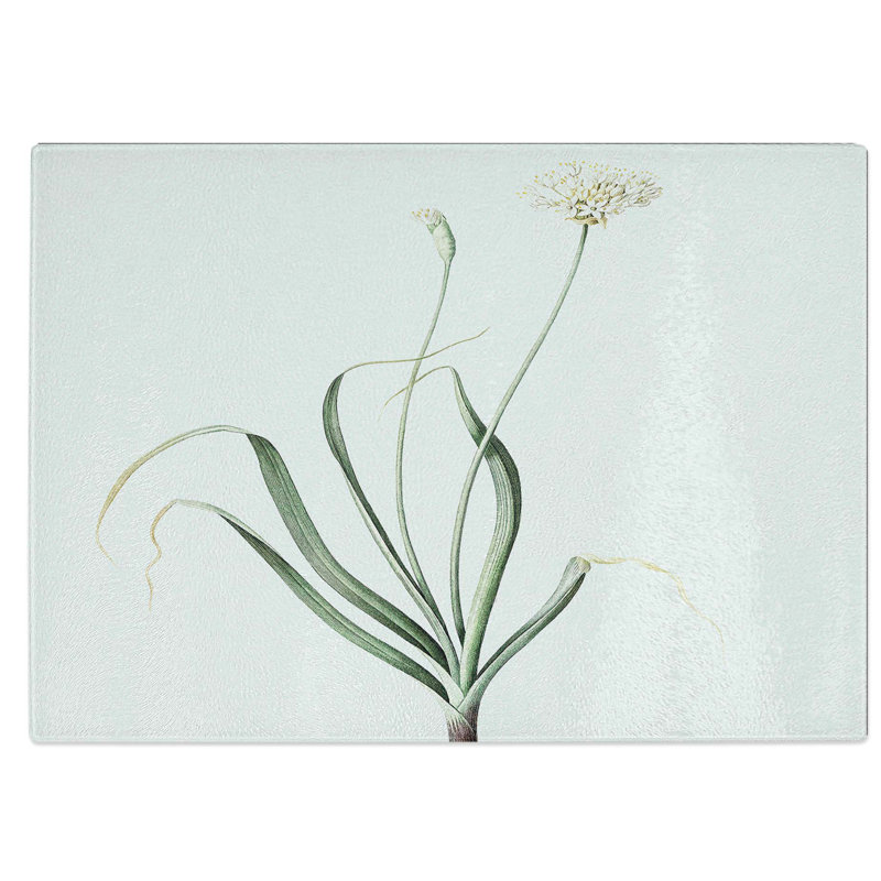 Glass Hairy Garlic Flowers by Pierre-Joseph Redoute Chopping Board, 28.5 cm W x 20 cm L