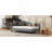 L-Shaped Linen Daybed, With Solid Wood Legs-2097764040