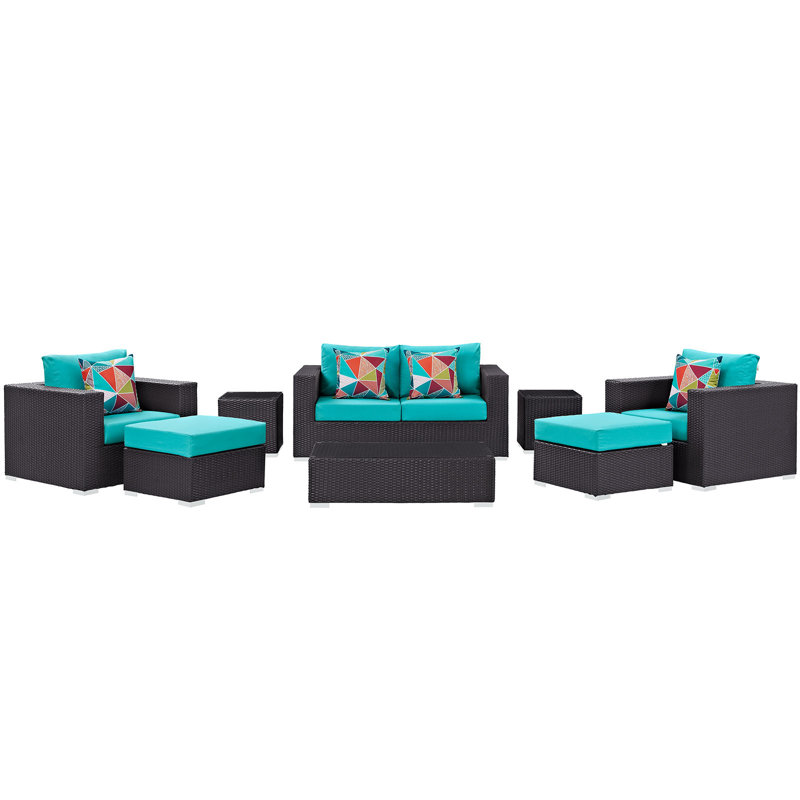 Ensemble de canapé d'extérieur 8 pièces Convene, Turquoise