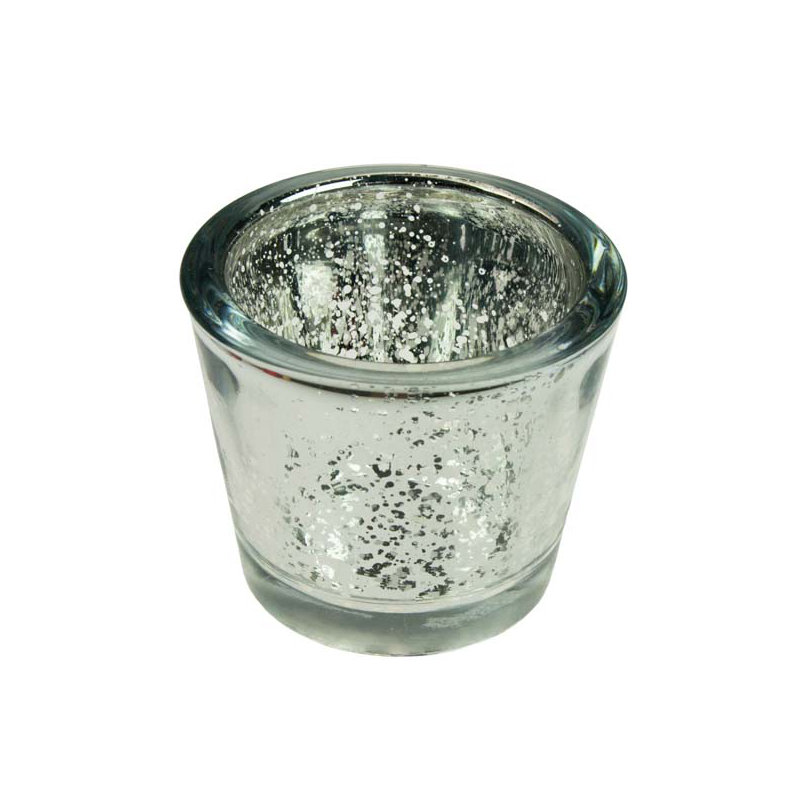 2 Piece Glass Tabletop Votive Holder Set, Silver