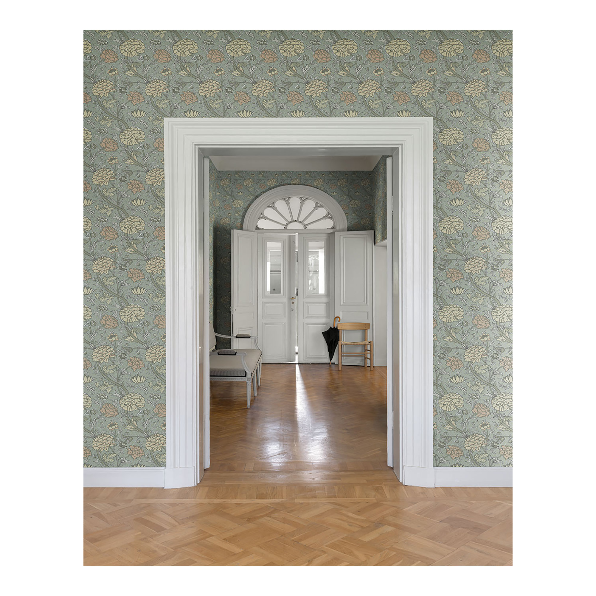 Floral Wallpaper, Light Blue