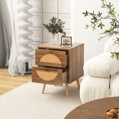40cm W Solid + Manufactured Wood Bedside Table