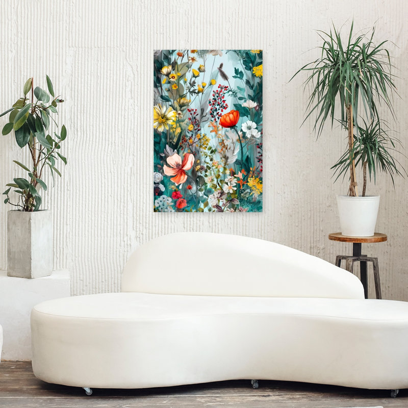 Art contemporain, art abstrait fleur naturelle, H 36 po x l 24 po