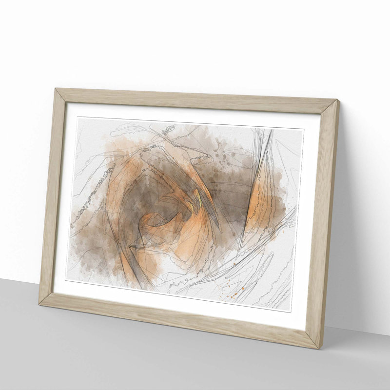 Orange Rose Flower in Abstract - Picture Frame Graphic Art Print, 62cm H x 87cm W x 2cm D, Oak Framed