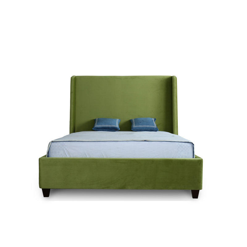 Lit plateforme tapissier en velours Parlay, Vert pin, Grand