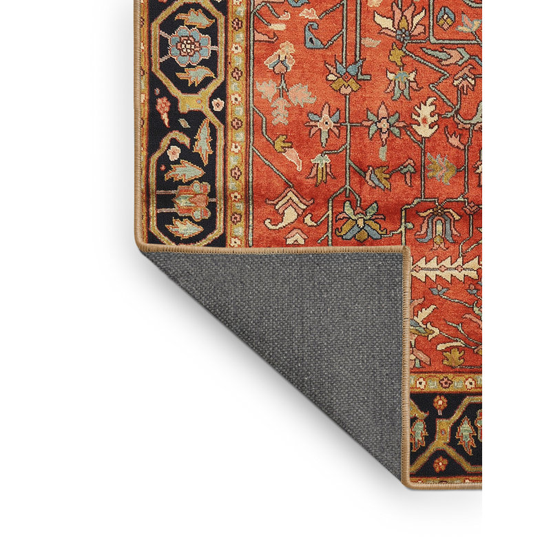 Tapis traditionnel rouge / noir, Rectangle 2 pi x 5 pi